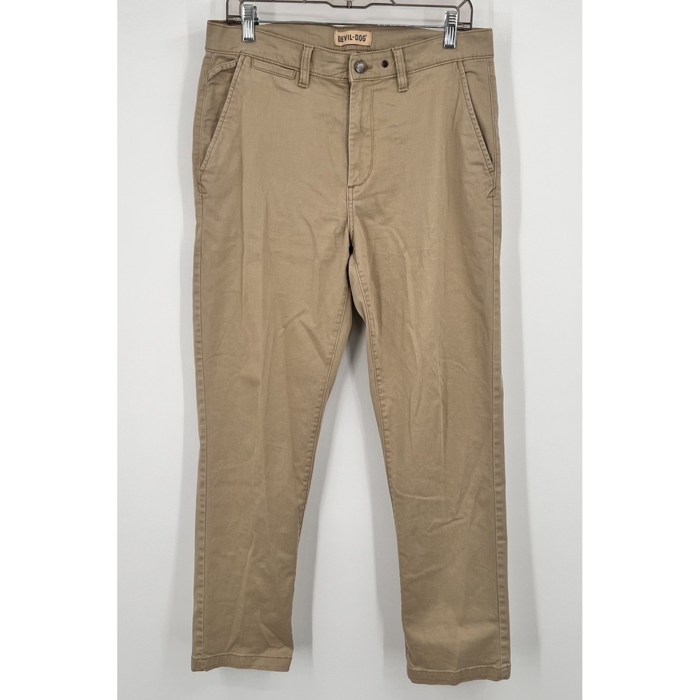 Devil-Dog Chino Pants Men's 33x29 Beige Tan Slacks Outdoors cotton stretch